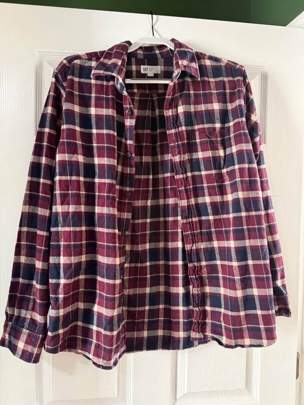GAP Plaid Flannel Shirt in Burgundy, Navy & Cream